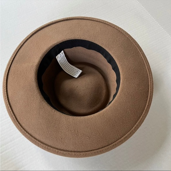 100% Wool boater Hat tan vintage style brown wide brim - Picture 8 of 8